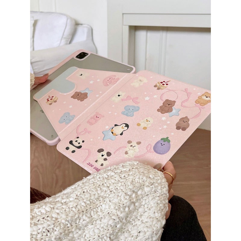 Cute Bow Animal Suitable For Ipad Mini Tablet Protective Cover Pro360 Rotating Stand Air7 With Pen Slot - Image 3